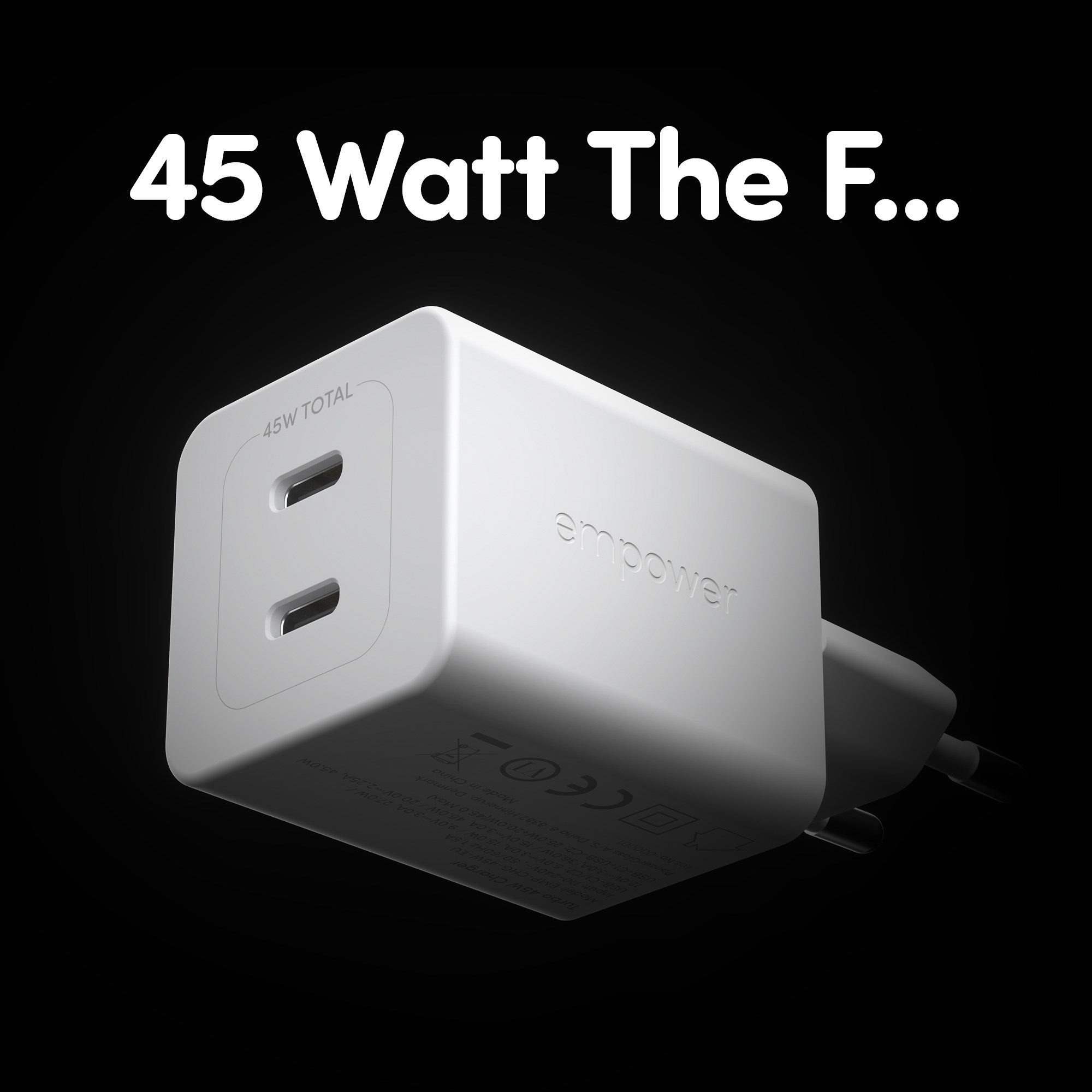 empower™ by PanzerGlass® Turbo 45W Oplader inkl. 2 x USB-C | EU Stik | Silver White